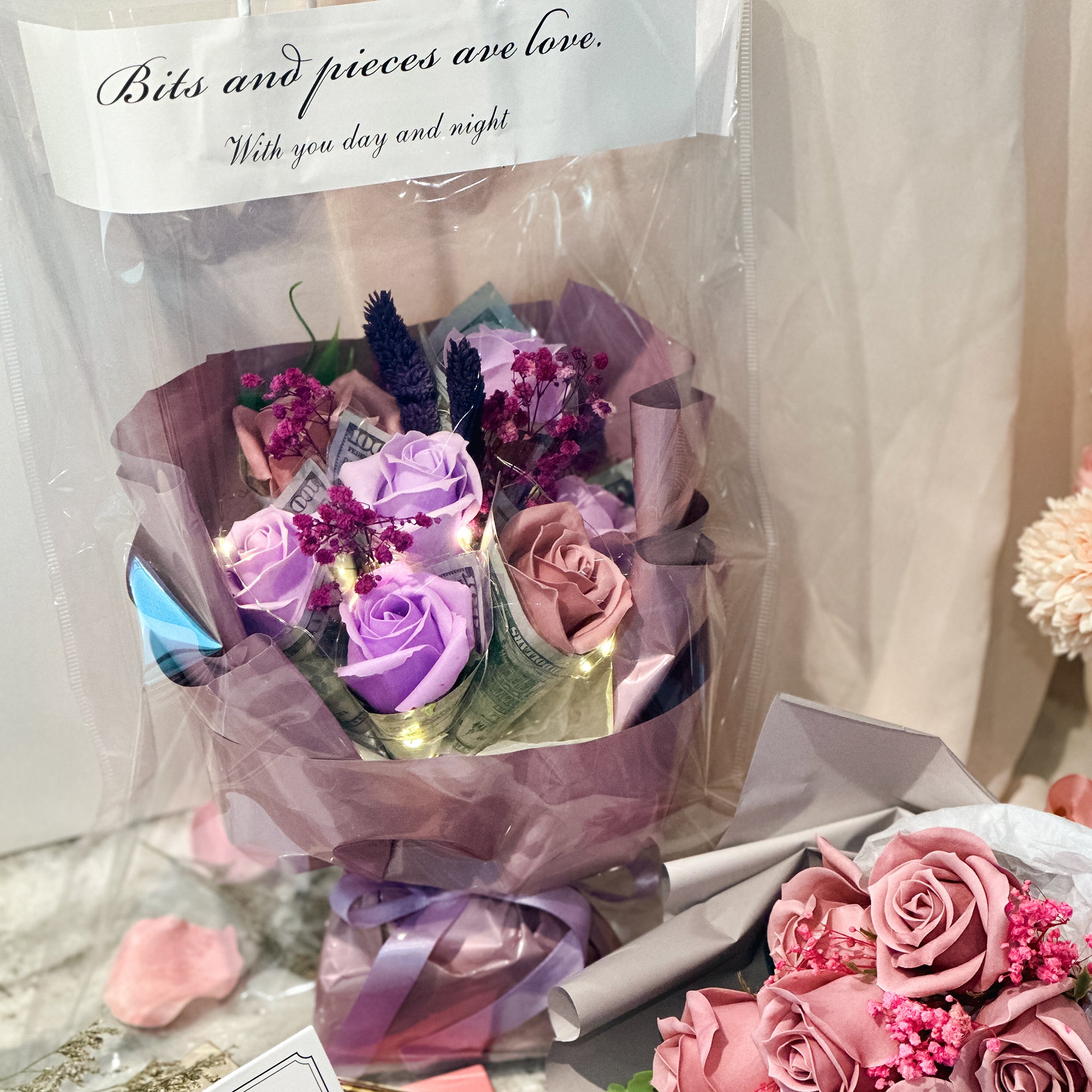 $520 I Love You Bouquet - Luxury Cash Money Bouquet(2 days Preorder, Cash  Notes Included)