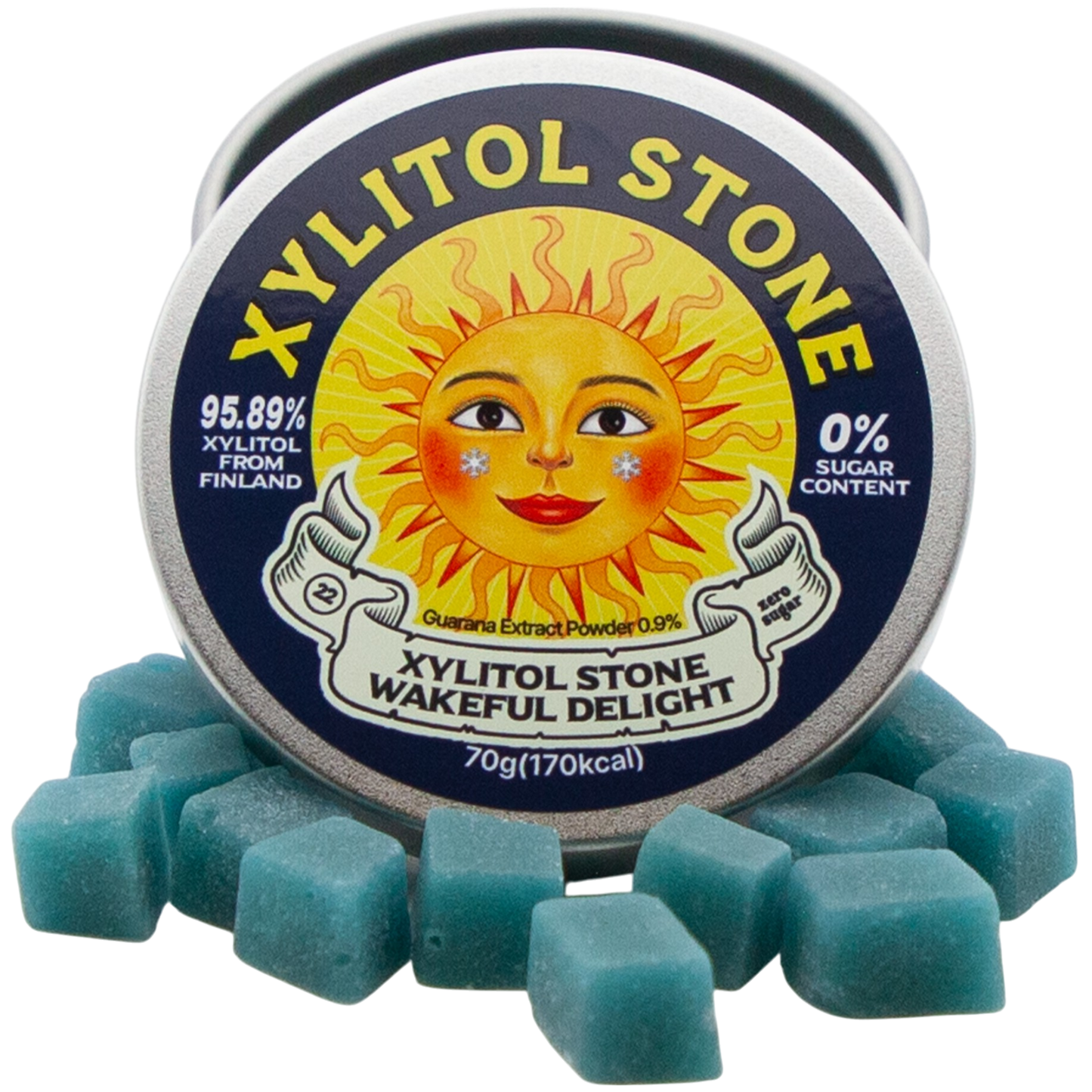 Xylitol Stone Sugar Free Hard Candy 70g Tin Can, Wakeful Delight