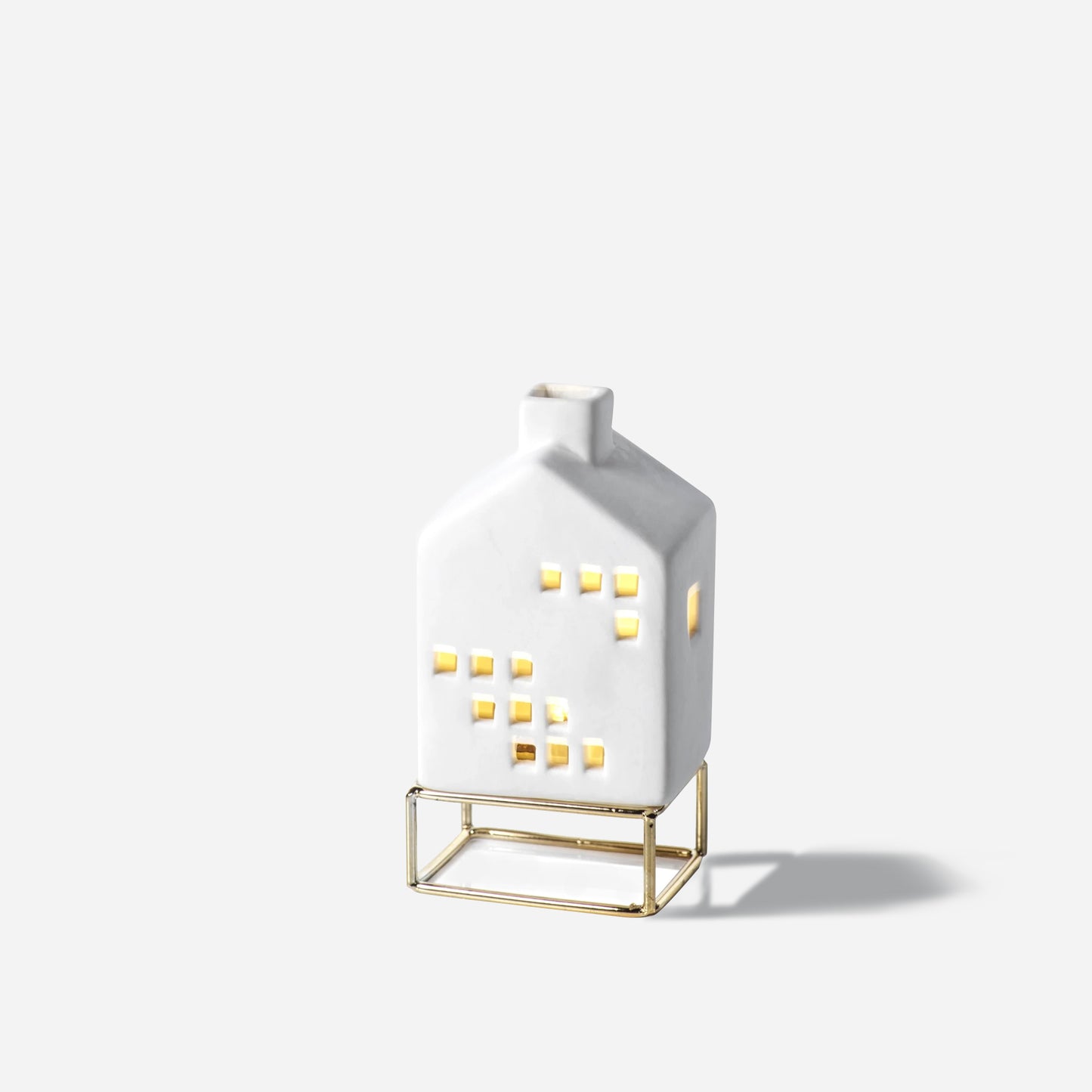 LED Ceramic House on Gold Metal Base