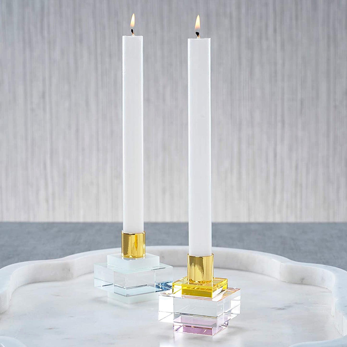 Vianna Square Crystal Candle Holder in Various Colors